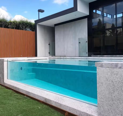 Custom Large Size Clear Acrylic Pool Wall for Infinity Edge Swimming Pool Hotel Villa Resort